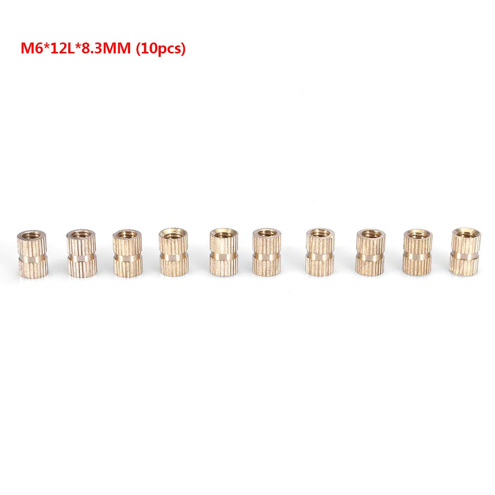 Brass Cylinder KNURLED round Insert Embedded Nuts for Various Projects (M6*12L*8.3MM) image number 2
