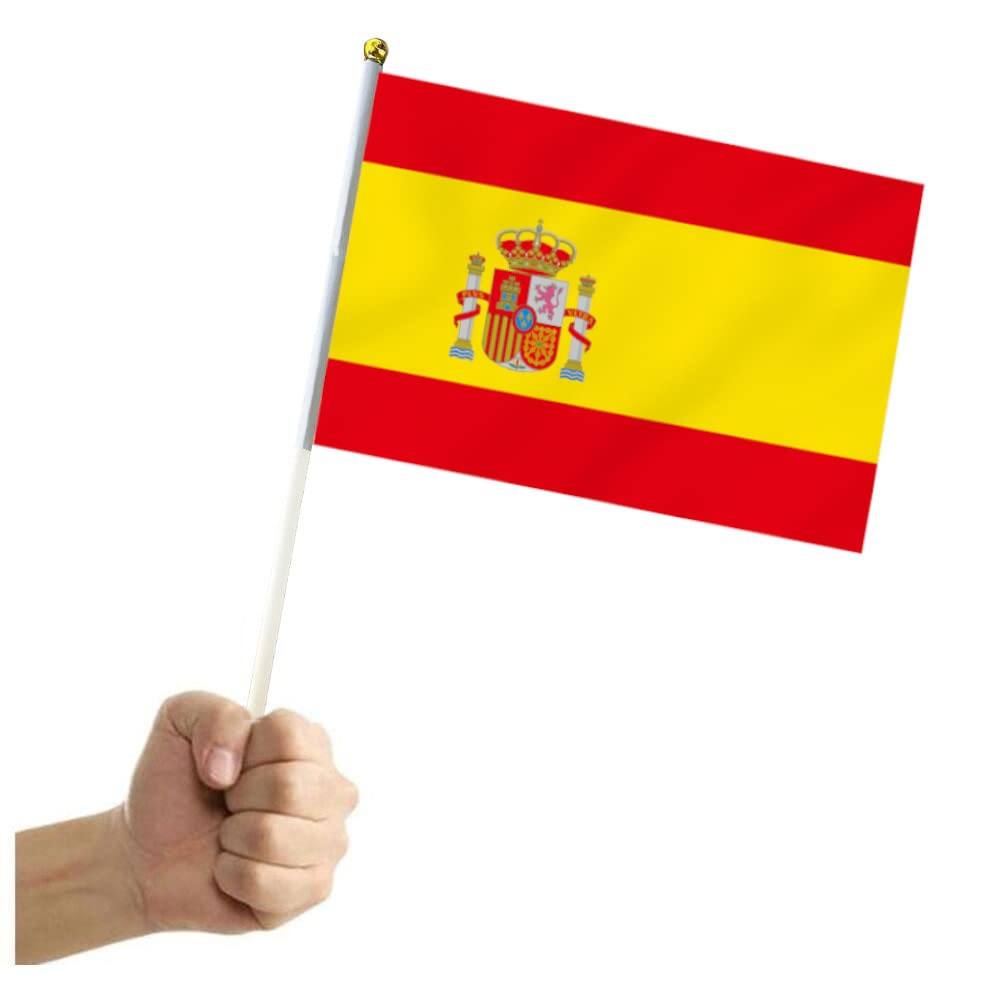 10 PCS Handheld Spain Flag,8.5&times;5.5 Inch Hand Held Mini Spanish Flags Banner for Indoor Outdoor Parade Waving the Tlag and Shouting image number 1