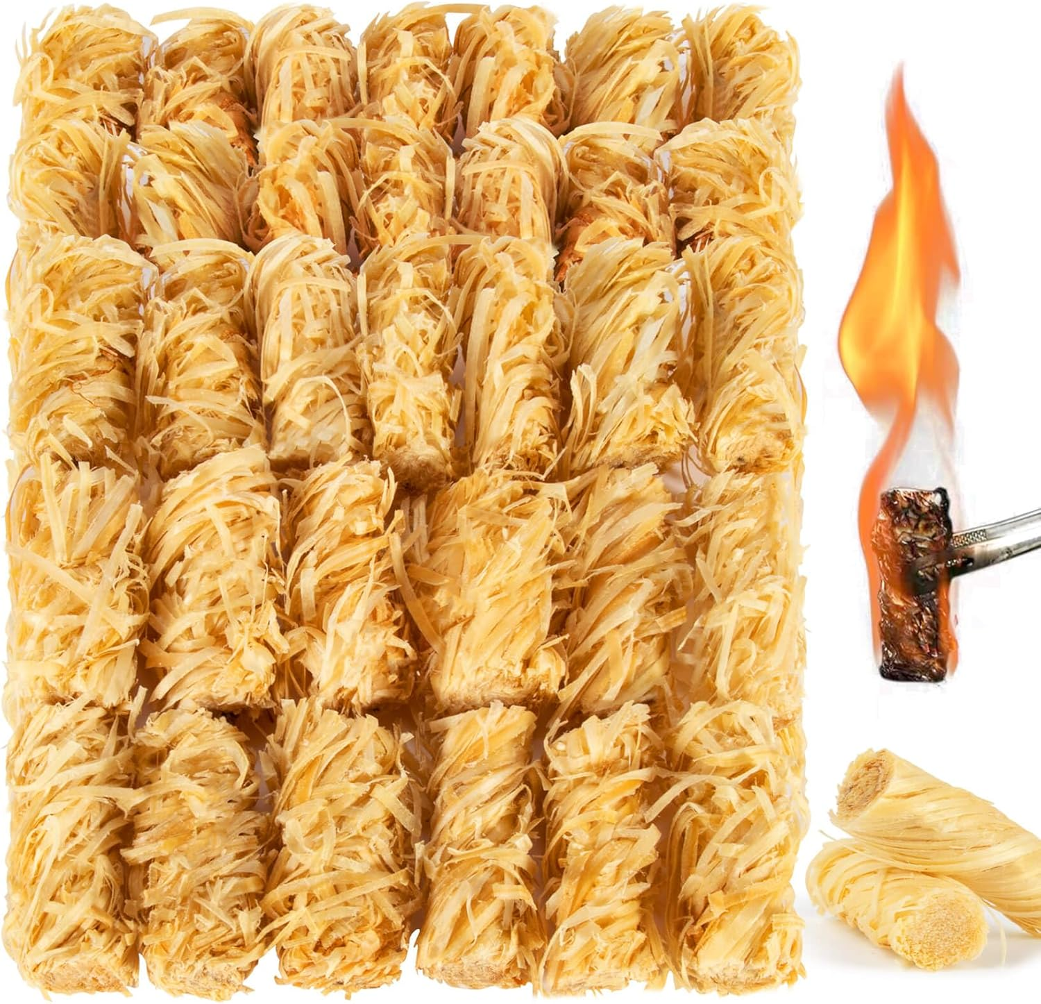 MAQIHAN 15PCS Quick Ignite Fire Starter - Fire Starter Rolls for BBQ Fireplace, Charcoal Starter for Indoor and Outdoor Use, Easily Light, Wax Wood Roll for Campfire, Chimney, Grill, Camping, Survival image number 4