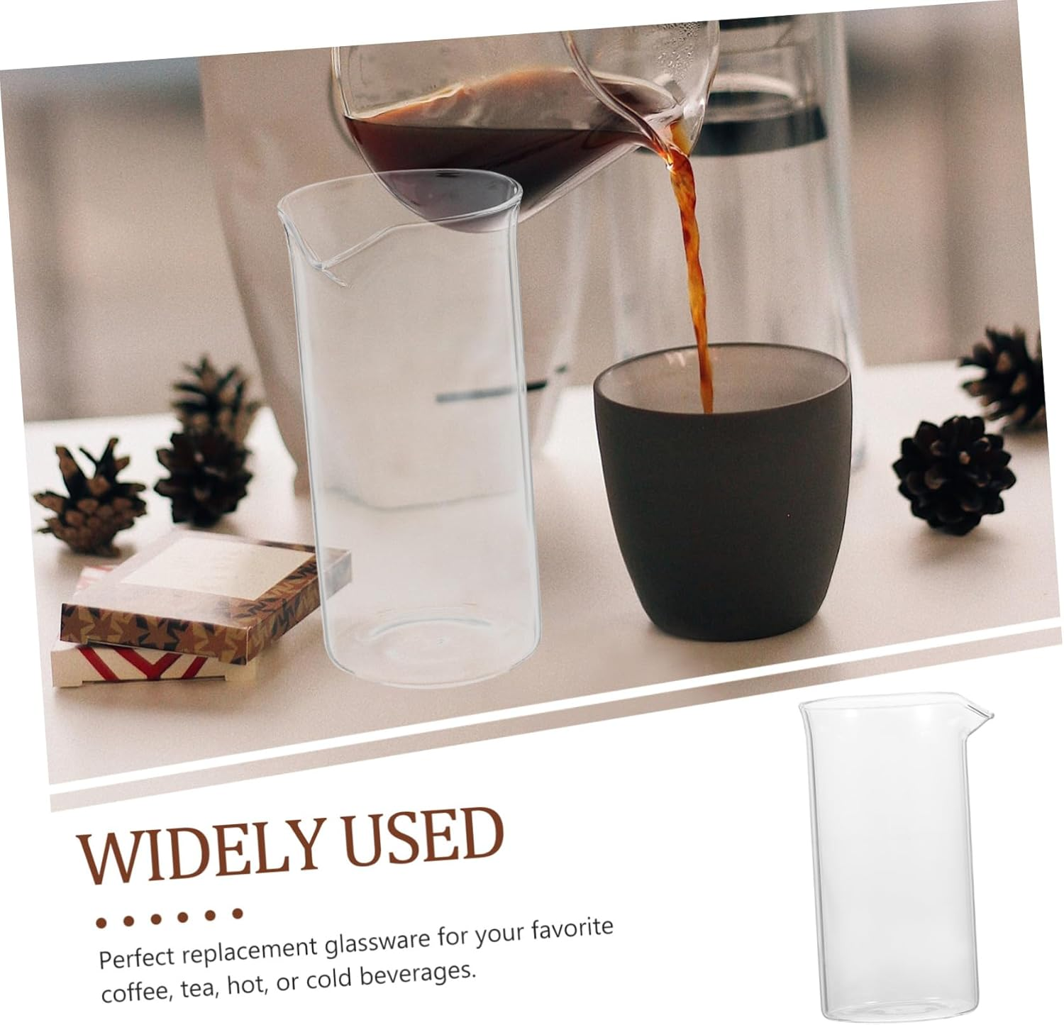 TOPPERFUN Glass Replacement Espresso Cup Making Pot Press Cup Coffee Maker Coffee Glass Pitcher image number 2