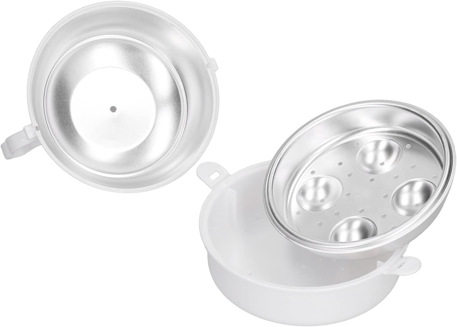 Microwave Oven 4 Eggs Boiler, Microwave Egg Steaner with Handle & Safety Buckle & Aluminum Inner Layer, Steamer Gadgets Cook Soft & Hard Boiled Egg (Chicken Shape 4.8 * 5.1In)