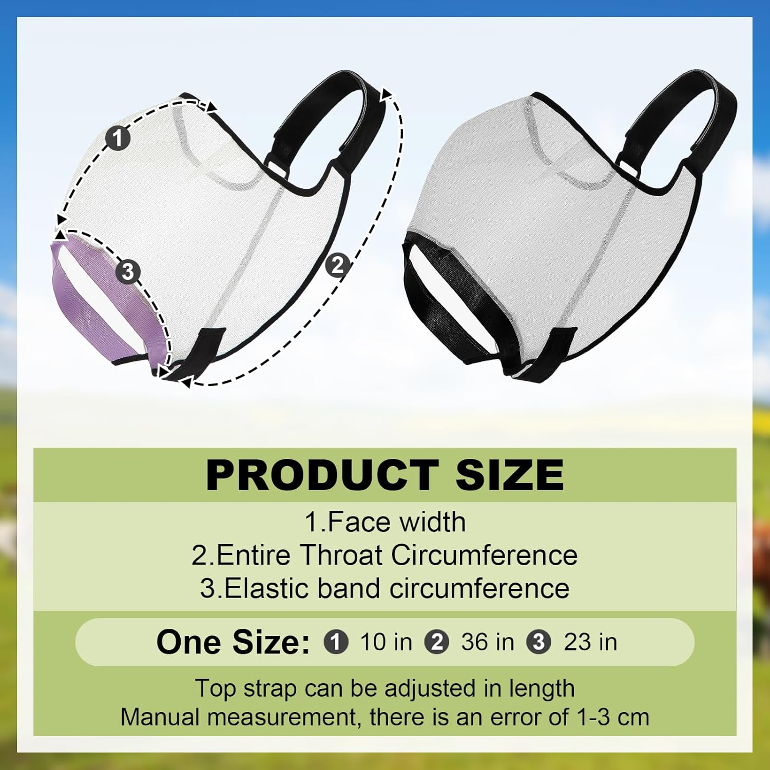 Abbylike 2 Pcs Cattle Livestock Fly Mask Breathable Mesh Padded Adjustable Fit for Cattle image number 1