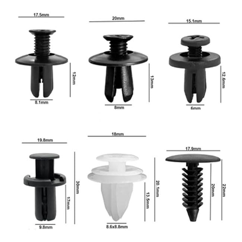 100-Piece G-Eneral M-Otors Clip Fixing Set, Including Disassembly Tools for Clip Repair, Black and White Plastic Rivets, Suitable for Most Vehicle Models image number 1