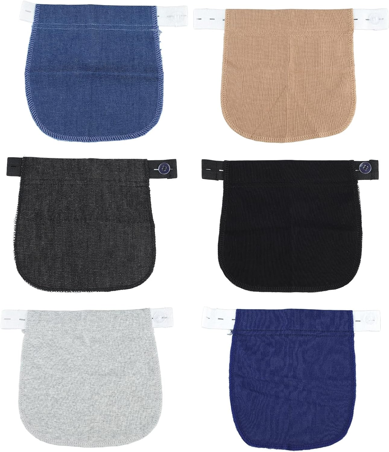 Domary 6Pcs Soft Nylon Maternity Pants Extender Adjustable Belly Waistband Buttons Daily Use 6 Colors image number 5