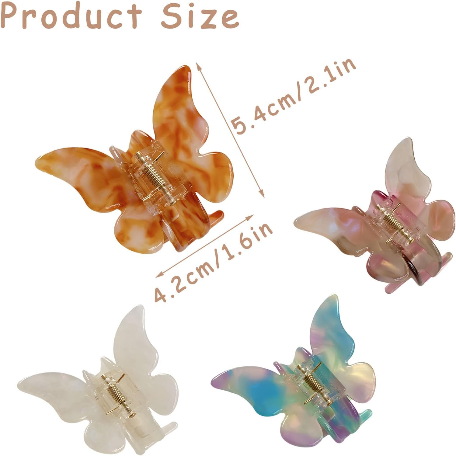 Pyuyan Pack of 4 Medium Butterfly Hair Clips, Butterfly Hair Clips, Women'S Acrylic Hair Clips, Butterfly Hair Clips, for Women, Girls, Pack of 4 image number 4