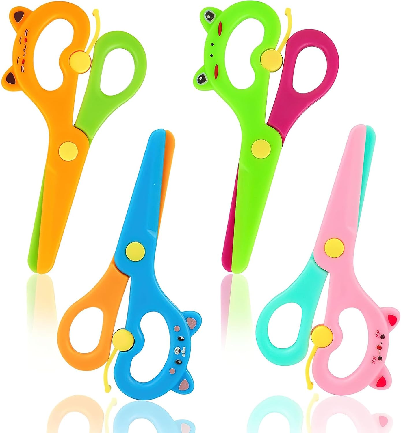 LOVESTOWN Kids Scissors 4 PCS Set - Pre-School Training Tool, Age 3+, Safe Rounded Tip Design, Must-Have for Toddler Arts and Crafts