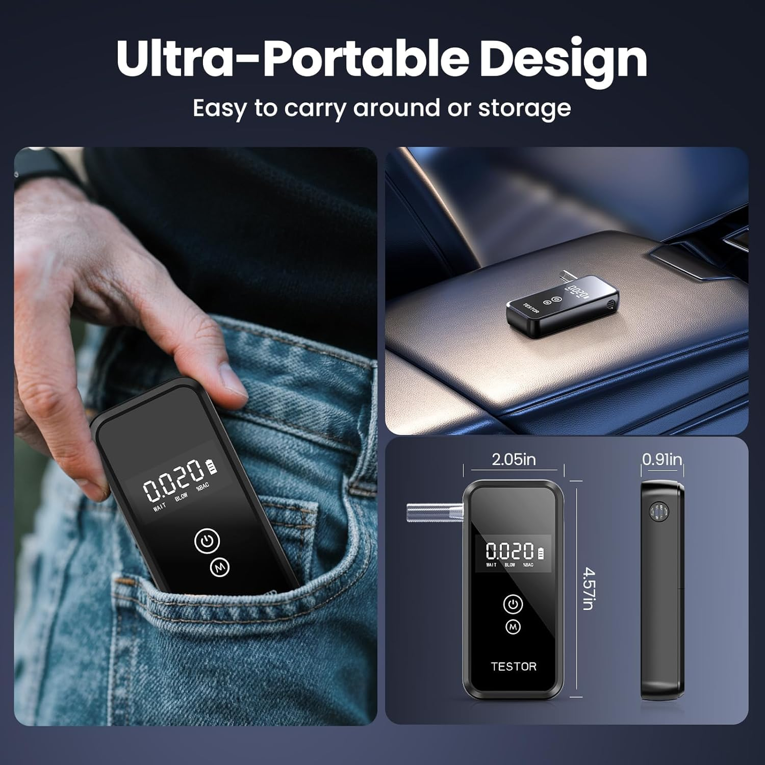 Breathalyzers, 2025 Upgraded Professional-Grade Breathalyzers for Alcohol, High-Accuracy Portable Alcohol Breathalyzer with 8 Reusable Mouthpieces image number 5