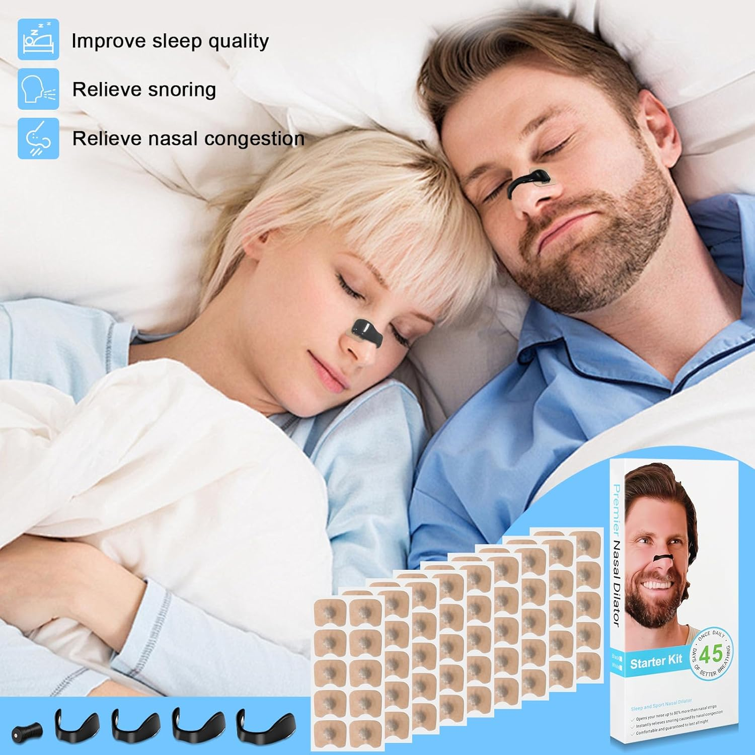 90 Pcs Magnetic Breathing Nasal Strip- Reduce Snoring,Improve Sleep Quality,Anti-Snoring Equipment for Home, Travel, Helps Long-Lasting Stop Snoring(Black)