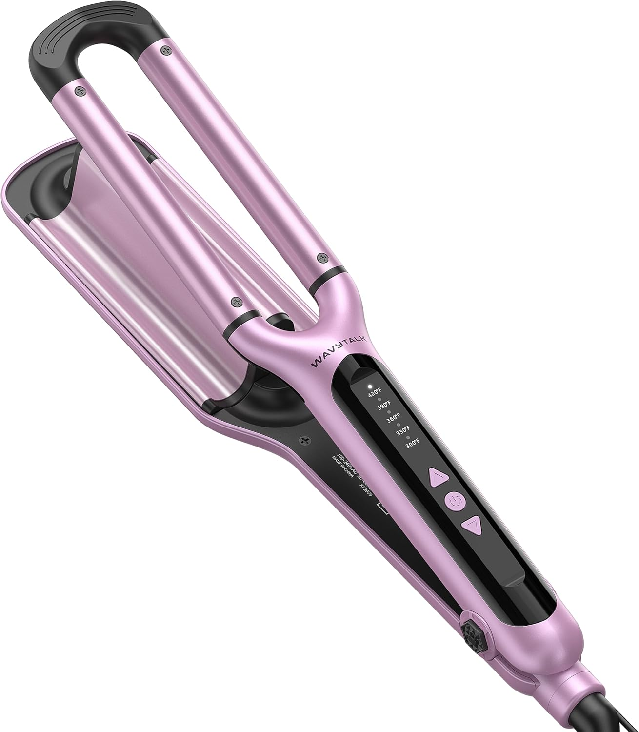 Wavytalk Curling Iron Beachy Waver, Hair Crimpers with 3 Barrel, Ceramic Curling Wand Adjustable Temperature Easy Waves, Dual Voltage, Pink image number 1