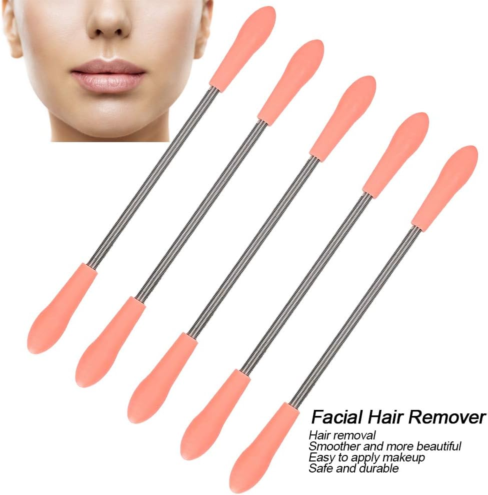 5 Pieces Facial Hair Remover, Portable Hair Remover Stainless Steel Spring Epilator for Women Chin Cheek Mustache Upper Lip Neck, Remove Unwanted Hair, Smooth Skin image number 4