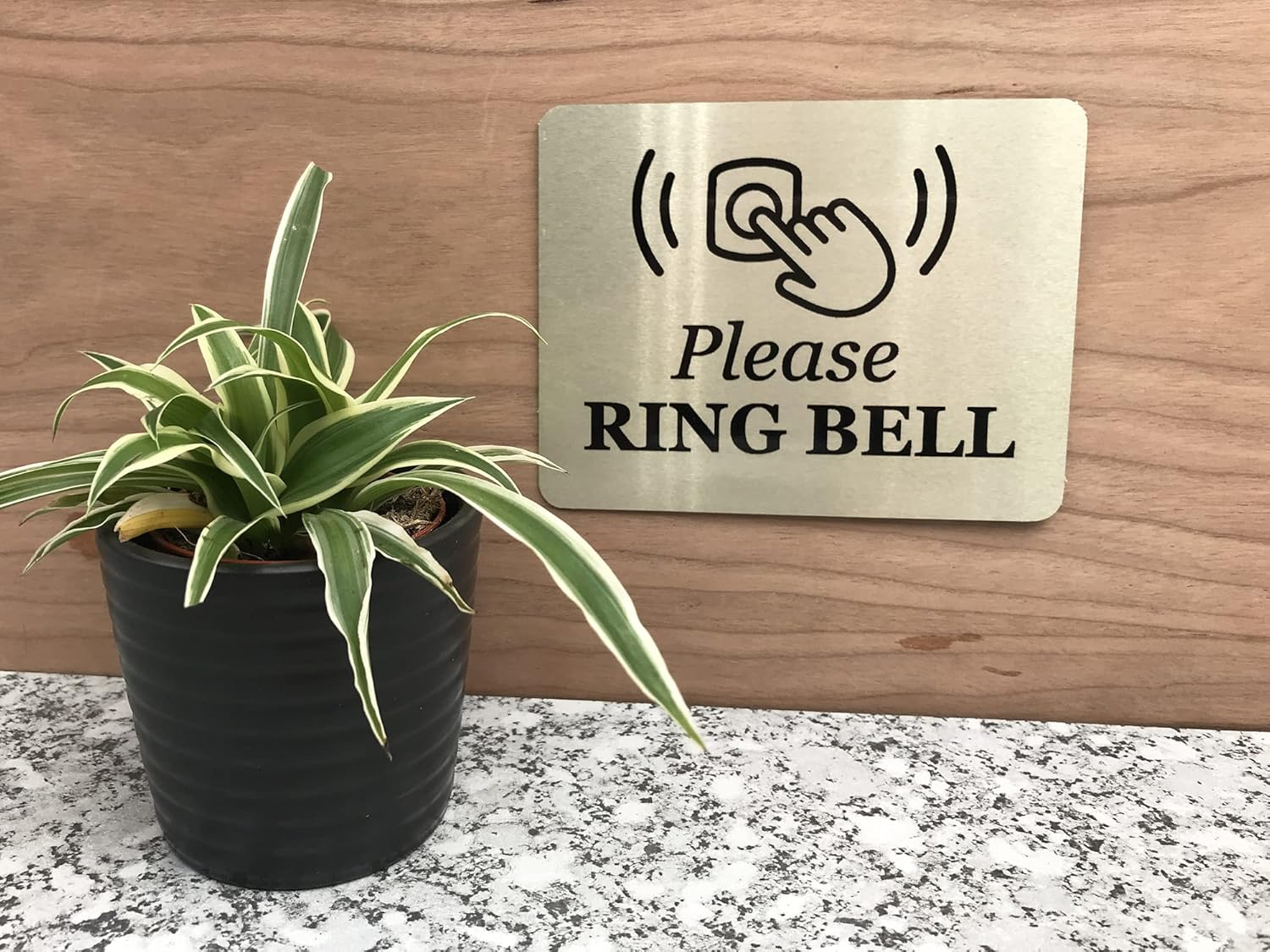 Please Ring Bell Sign with Adhesive Backing, Printed Metal Aluminium Sign with UV Lamination (Size 15 Cm X 9Cm) Door Entrance Reception Notice. Silver/Gold (Light Gold)