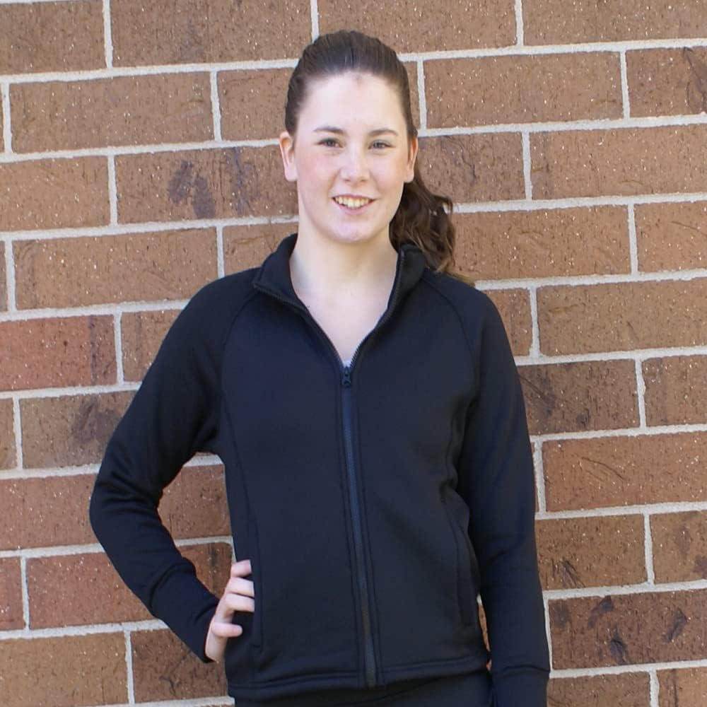 Uniqgarb Figure Skating Warm Fleece Semi Fitted Jackets Ice Skating Jacket for Girls Women Black Skate Jacket image number 3