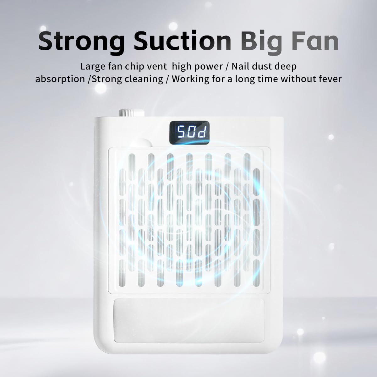 MUSILAN Nail Dust Collector with Nail Arm Rest, Professional 5-Speed Low Noise Vacuum Fan for Nail Techs, Powerful Suction Flexible Design with Adjustable Stand & USB Output Port for Salon & Home Use image number 3