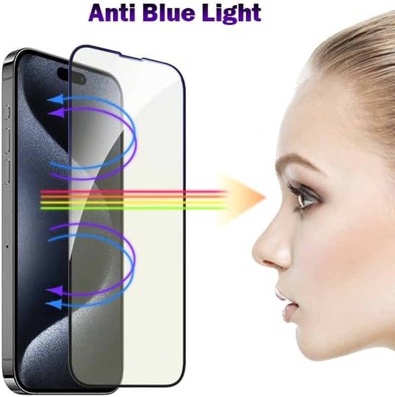 [2 Pack] ZUSLAB Screen Protector for Iphone 15 Pro Max Anti-Blue Light Tempered Glass Eye Protection with Installation Alignment Frame for Apple (2023) image number 3