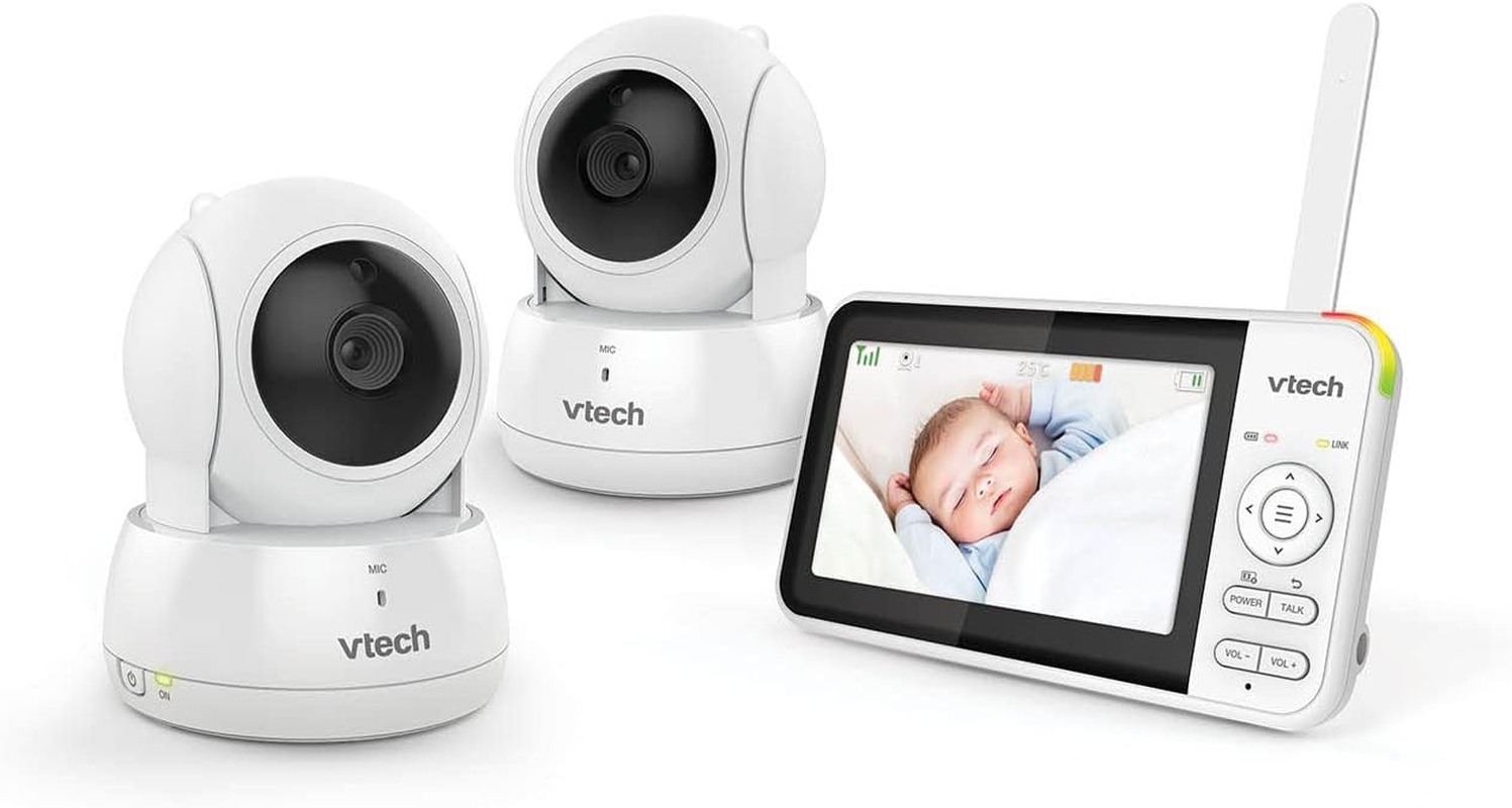 Vtech BM5550AU 5" 2-Camera Full Colour Pan & Tilt Video Baby Monitor with 2-Way Talk, Soothing Sounds, Room Temperature Monitor, up to 17 Hours Battery Life image number 2