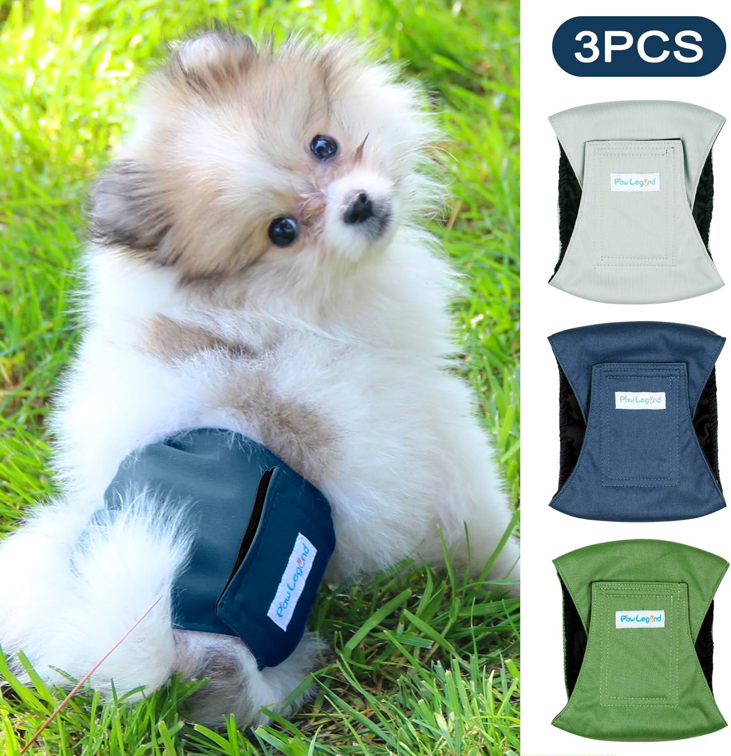 Paw Legend Washable Dog Belly Wrap Diapers for Male Dog (3 Pack,Modern Set,Small,New) image number 5
