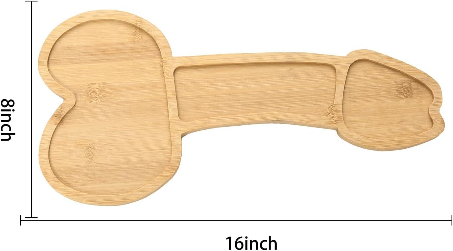 Doloburn Solid Wood Rustic Modern T-Shaped Appetizer Board, 16 Inches X 8 Inches, Bamboo Grain, Perfect for Housewarming & Bachelorette Party, Reusable, Smooth Finish, Hand Wash Only, DISHWARE_PLATE image number 1