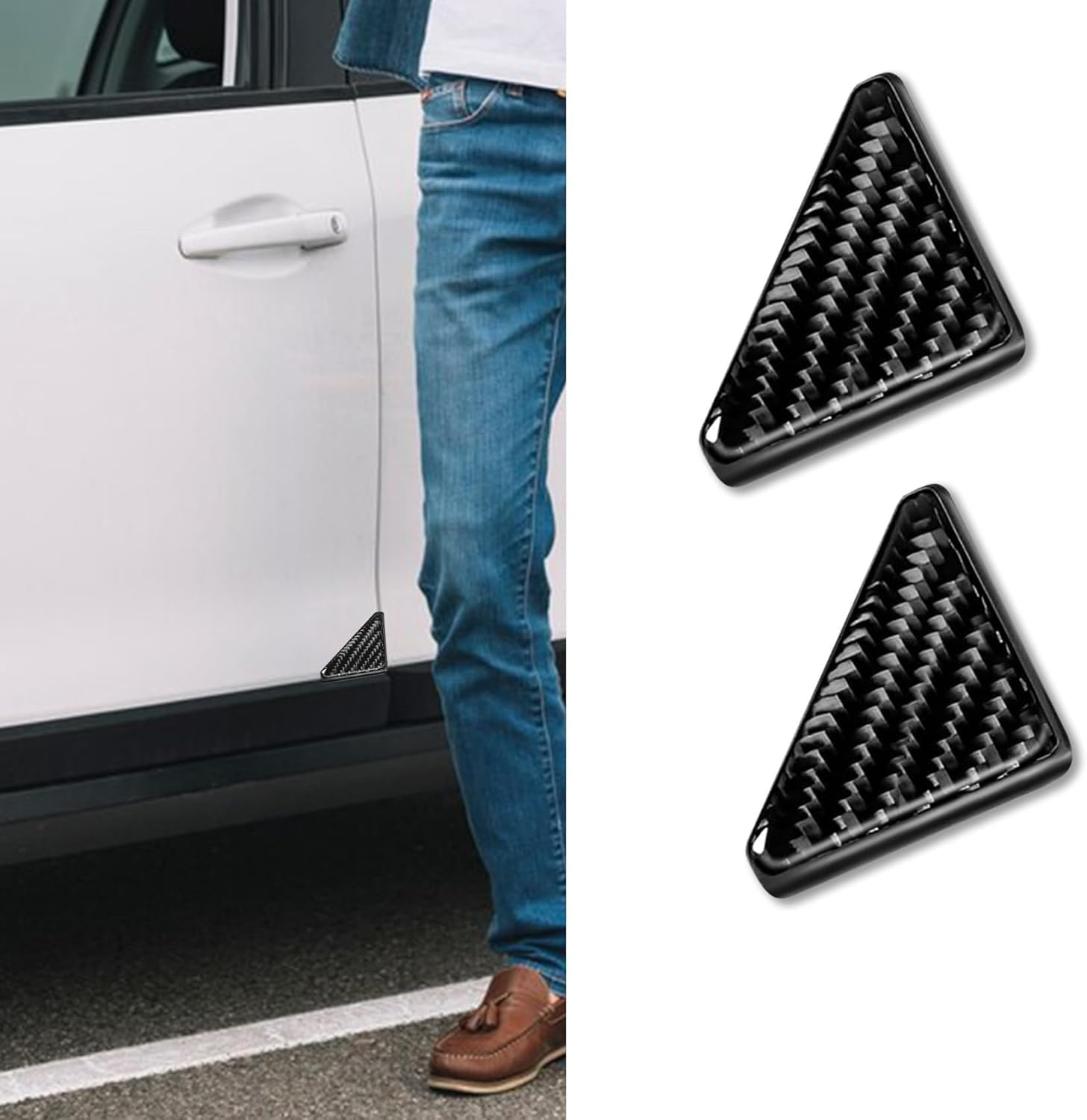 Car Door Corner Covers, 2 Pcs Carbon Fiber Anti-Collision Corner Protectors, Self-Adhesive Front Door Protector Stickers, Durable Car Accessories for Auto, Trucks, and SUV