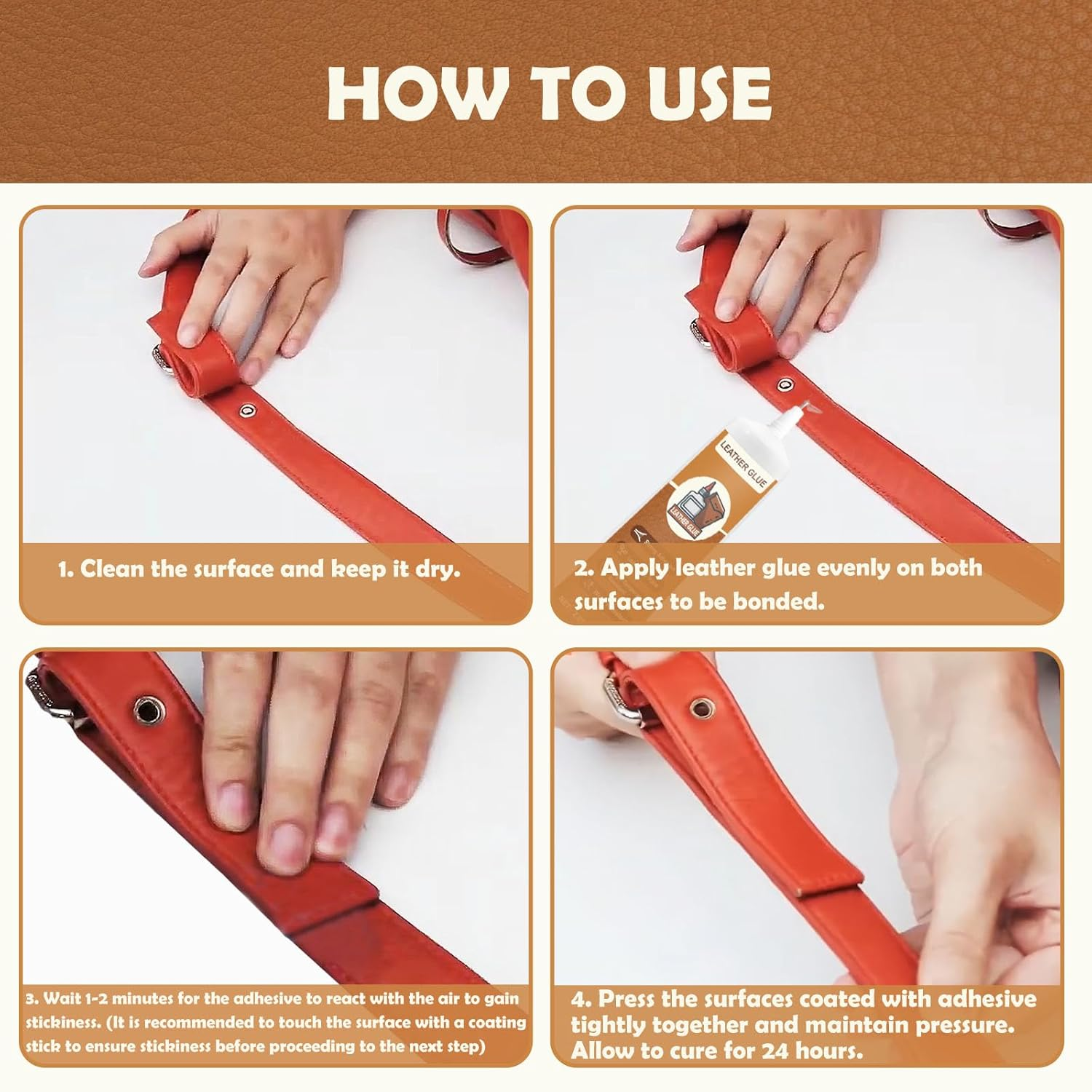 INNOVAYOU Leather Glue 120Ml, Leather Glue Adhesive Instant Bonding Permanent Clear Soft Strong Waterproof, Leather Glue Repair for Sofas, Car Seats, Purses, Leather Restoration and Bonding image number 5