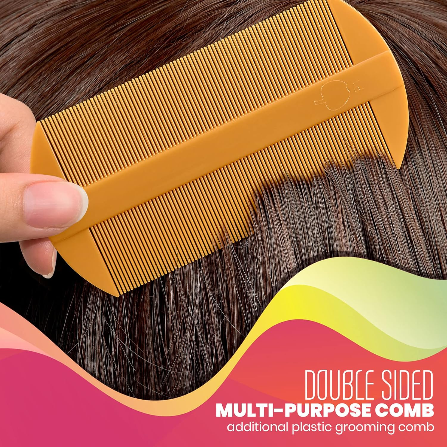 Premium 5 Piece Lice Kit - Nit Removal Fine Tooth Comb and Magnifier Full Treatment Set - BS0765G Lice Comb Set image number 4