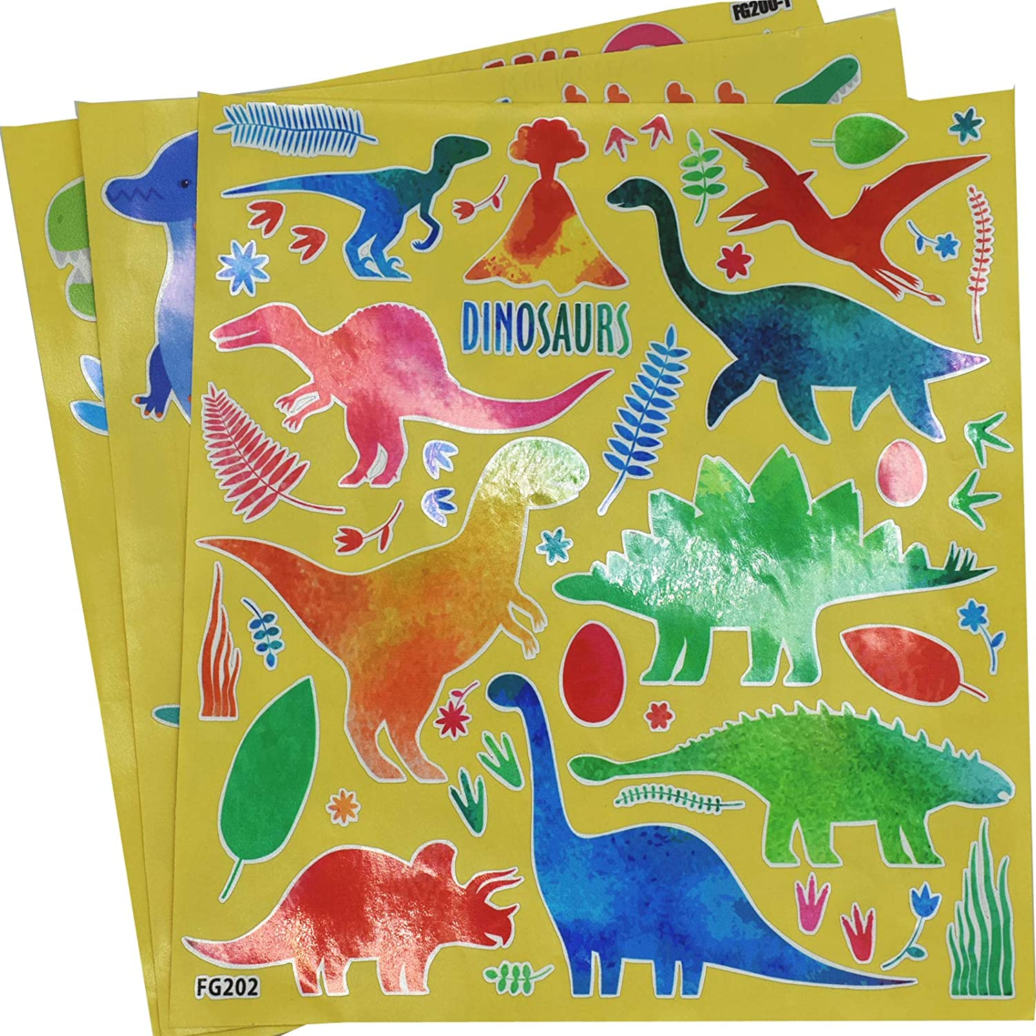 Maydahui 3 Sheets（95 Count） Dinosaurs Wall Decals Colorful Assorted Dino Animal Stickers Peel and Stick Removable Wall Sticker for Bedroom Living Room Playroom Home Decoration image number 2