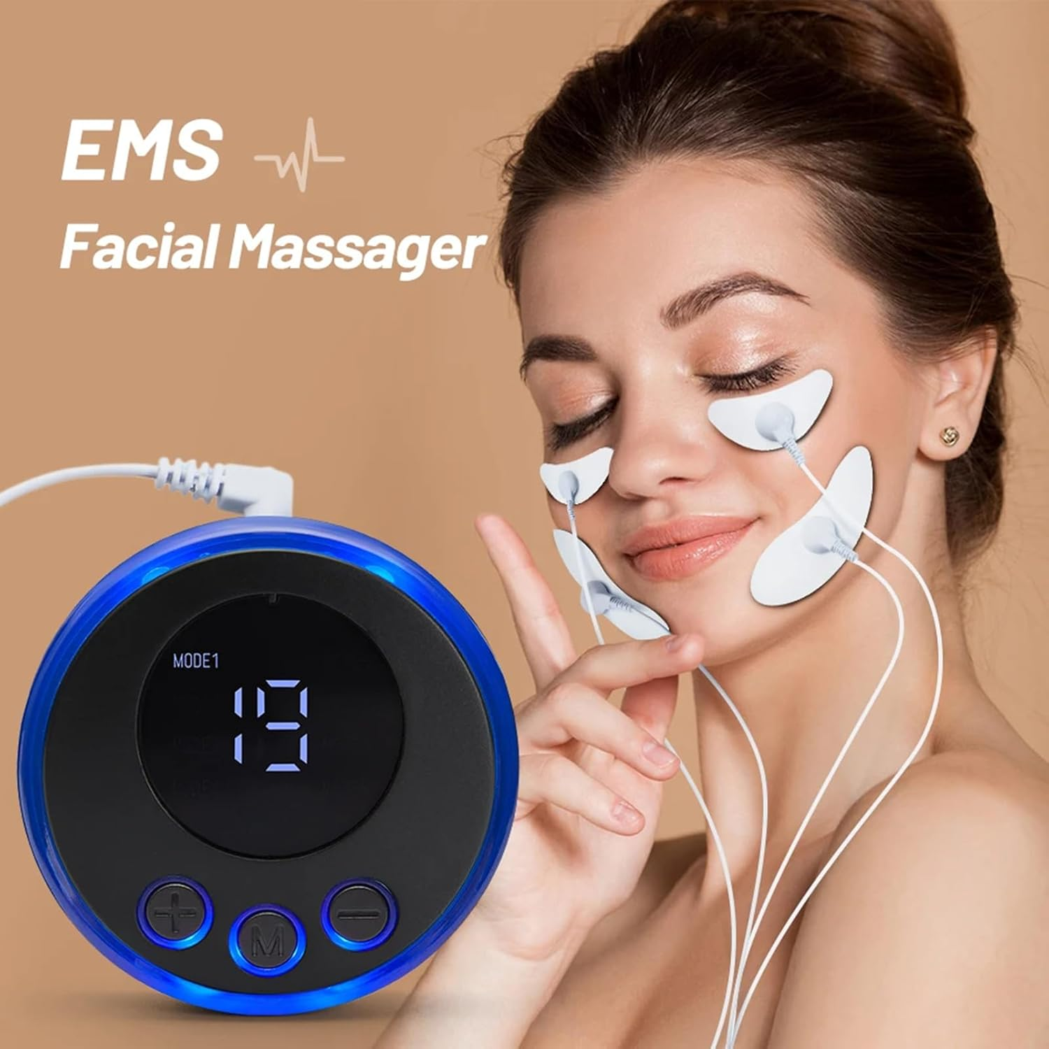 EMS Facial Device &ndash; White Portable Microcurrent Beauty Instrument, Frequency 1-100Hz 8 Modes | Face Eyes Neck Lifting, Skin Tightening, Rejuvenation, Home Spa, Travel Self Care Accessory image number 5