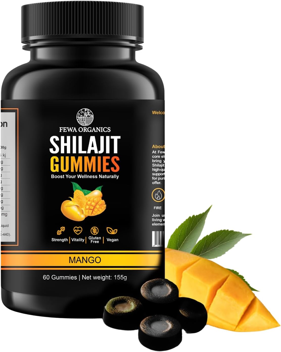 15000Mg Himalayan Shilajit Gummies | Lab Tested | Rich in Fulvic Acid & 85+ Trace Minerals | Vegan Organic Product for Daily Energy & Wellness | 60 Gummies Mango Flavour image number 2
