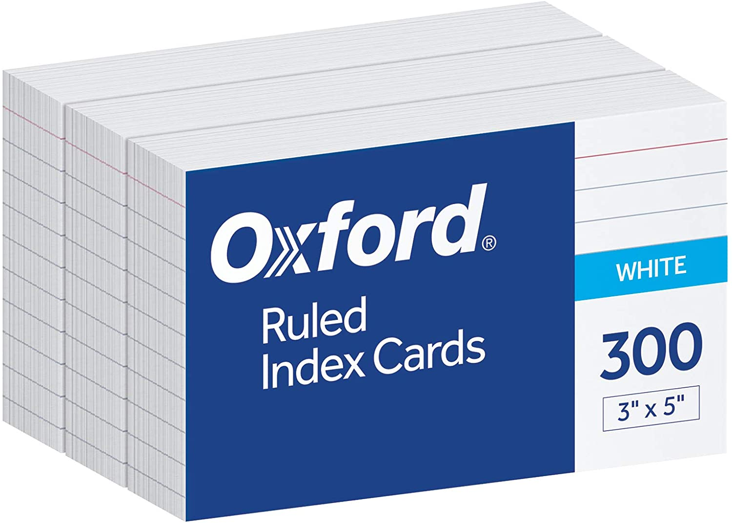 Oxford Ruled Index Cards, 3" X 5", White, Lined Index Flashcards, 300 per Pack (10022)