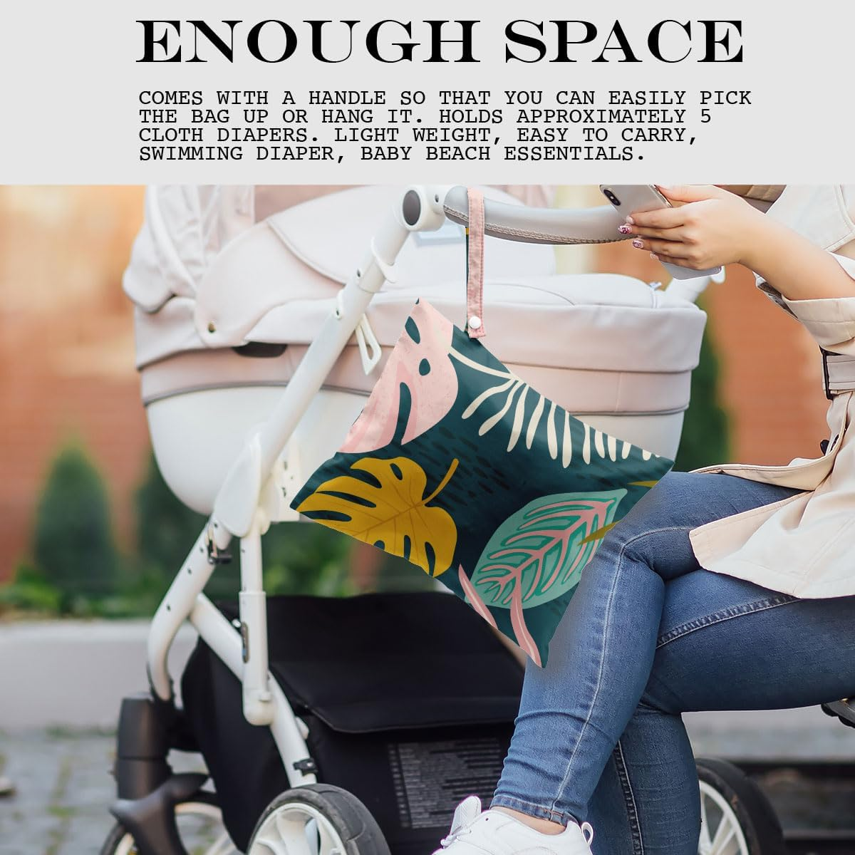 Wet Bag, Wet Dry Bag, Wet Bag for Swimsuit, Travel, Beach, Pool, Diapers, Dirty Yoga Gym Clothes, Makeup Bag, Waterproof Tropical Palm Leaves Decor Jungle Palm Leaf Favors - Girls Trip - Orange image number 7