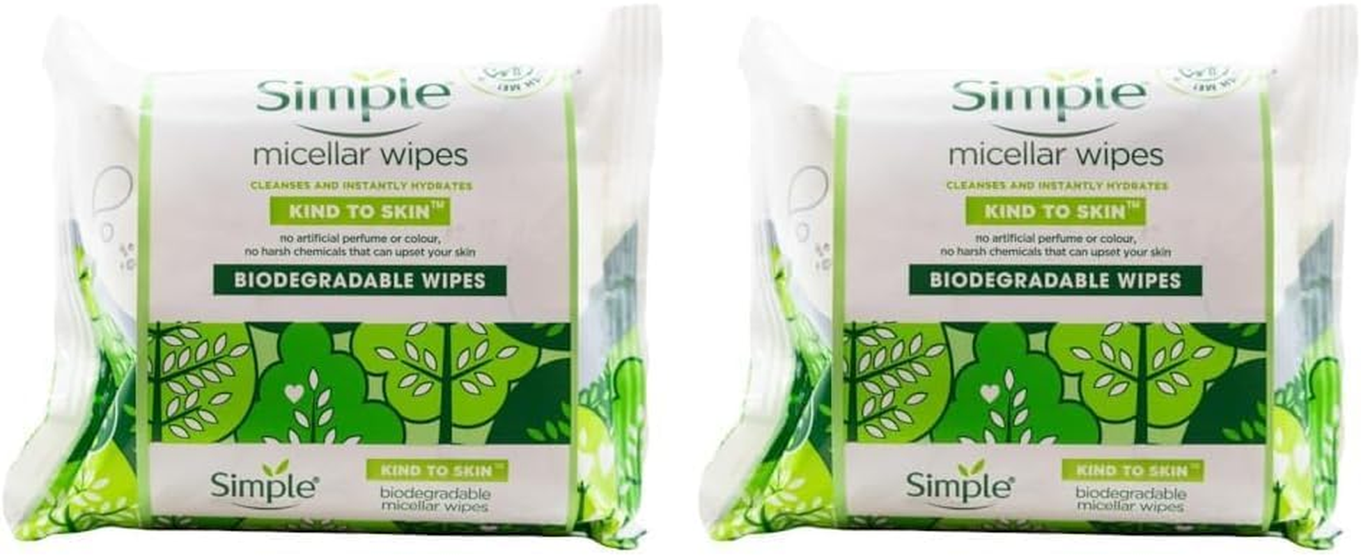Simple Kind to Skin Biodegradable Wipes, Micellar Face Wipes, 40 Pack image number 3