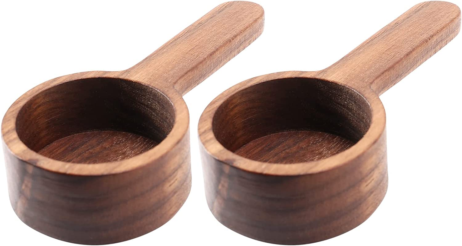 2 Pcs Wooden Measuring Spoon Set, Brown, 8G, Tea Coffee Sugar Spice Measure Spoons