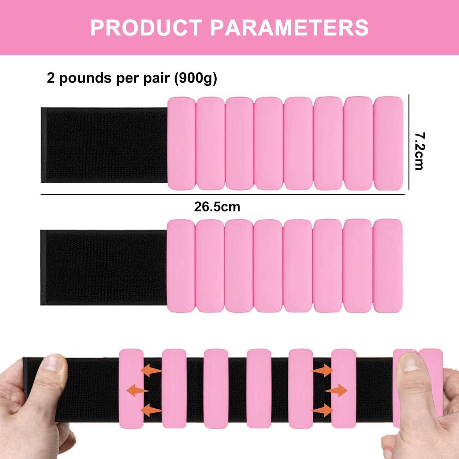 Wrist Ankle Arm Leg Weights Set of 2 (1Lb/Pcs) Adjustable Wearable Ankle Weights Silicone Wrist Bangles Fitness Equipment for Walking, Yoga, Dance, Barre, Pilates, Cardio, Aerobics, Jogging image number 3