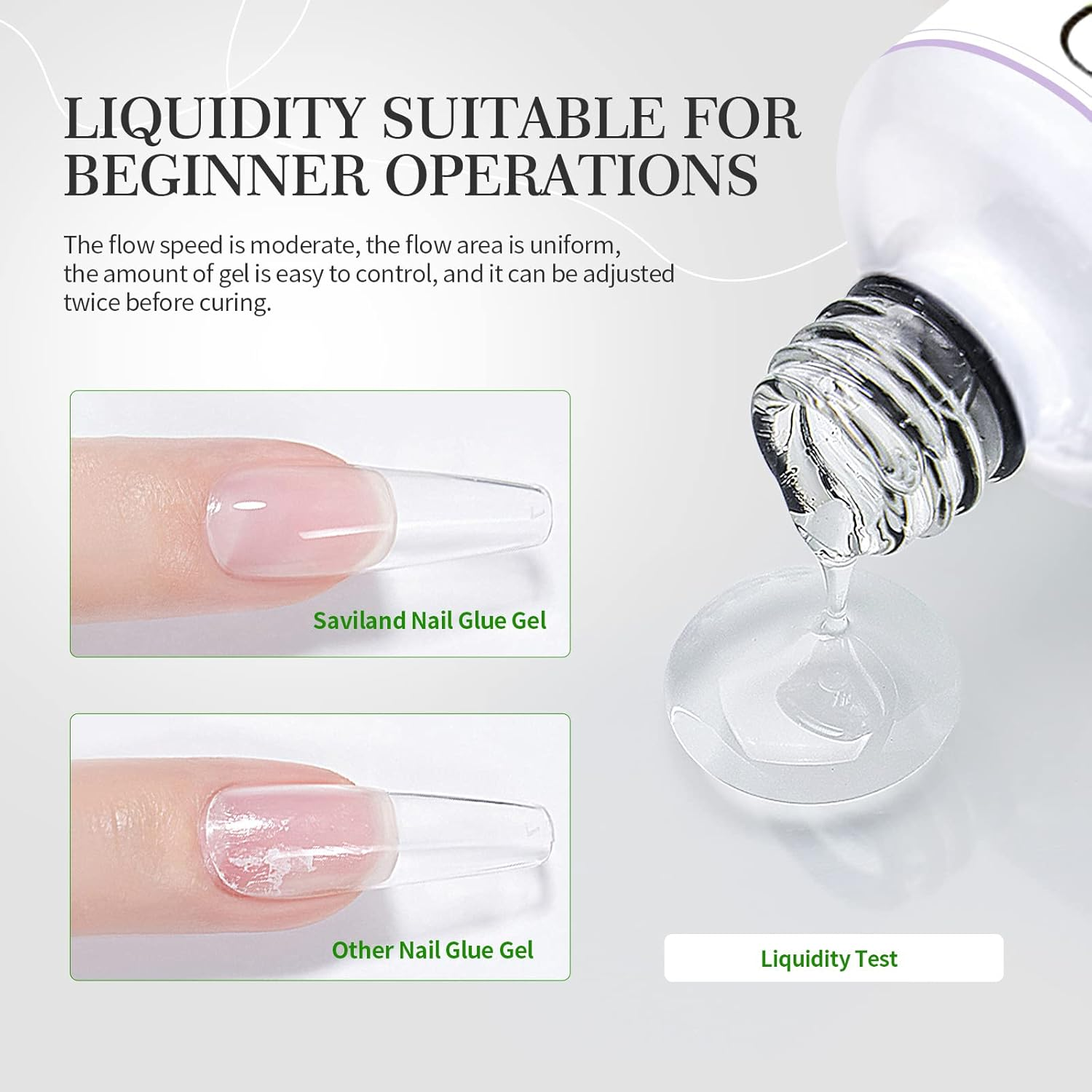 Saviland 2PCS Nail Glue Gel and U V Light for Nails &ndash; 15ML Multifunction Gel Nail Glue & Innovation U V Nail Lamp for Nails Extension Nails Kit Gel Nail Glue for Nails Tips Home DIY Salon Use image number 2