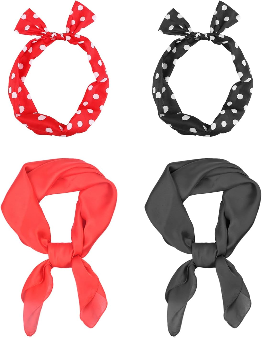 OAOSDH 2-Piece Headband and 2-Piece Scarf, Retro Headband, Bow Headband, Simple and Versatile Scarf, Clothing Accessories., Black, 1 St&uuml;ck (1Er Pack) image number 5