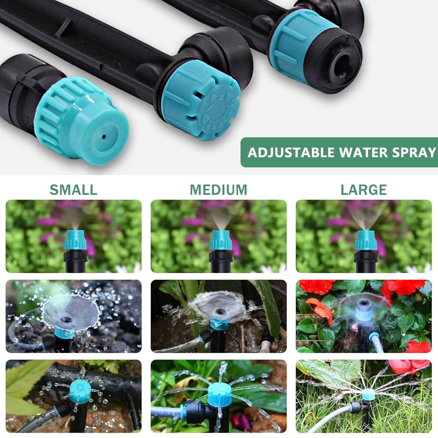 230FT Drip Irrigation System Kit with Quick-Connect System, Repeatable Assembly PE Hose, Y-Type Distribution Tubing, Three Adjustable Nozzle Types, Upgrades Watering System image number 1