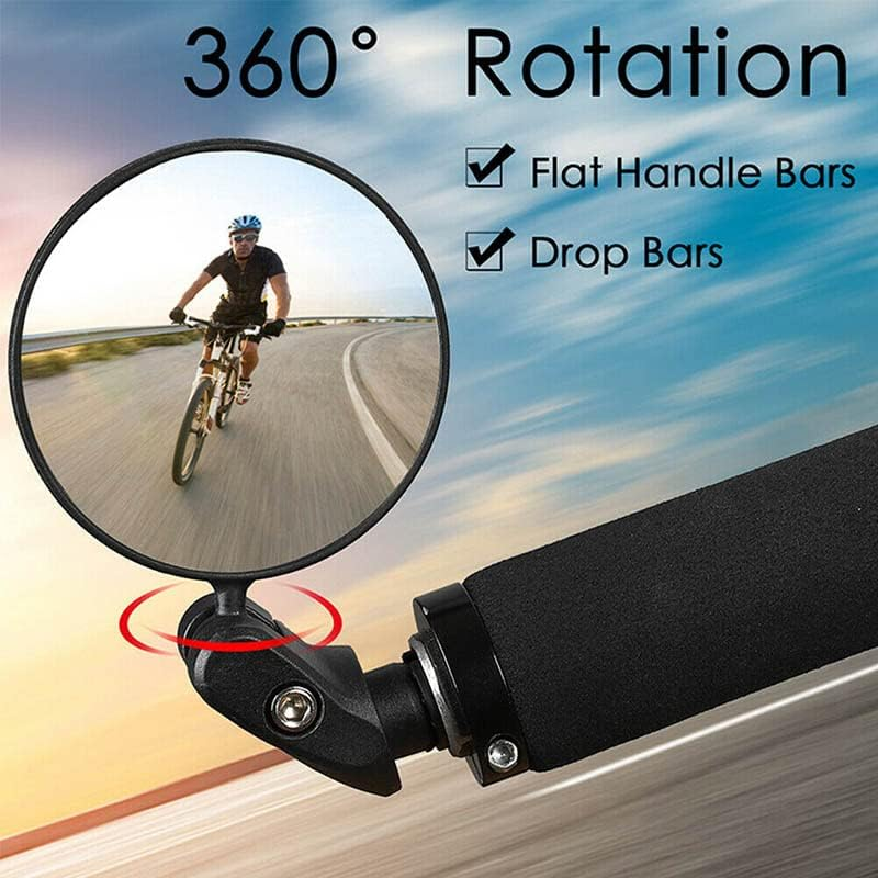 AIMALL 360&deg; Adjustable MTB Mountain Bike Rearview Mirror, Foldable Handlebar Convex Rear View Mirror for Cycling Safety, Fits 0.69-0.87 Inch (17.4-22Mm) Handlebar Diameter