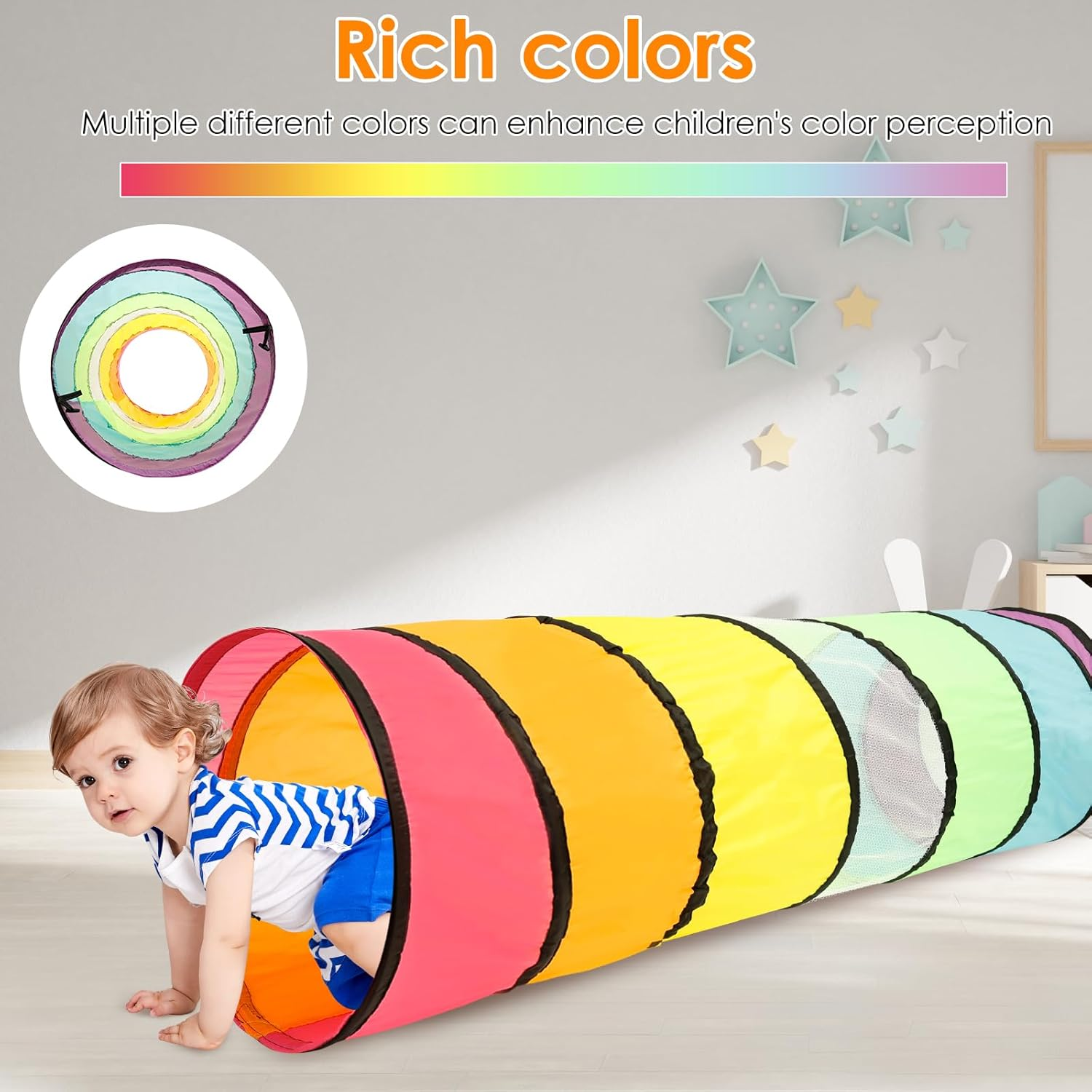 Kids Play Tunnel for Toddlers, Pop up Crawl through Tunnel Play Tent for Baby Infant Children or Pet, with Breathable Mesh Collapsible, Indoor Outdoor image number 1