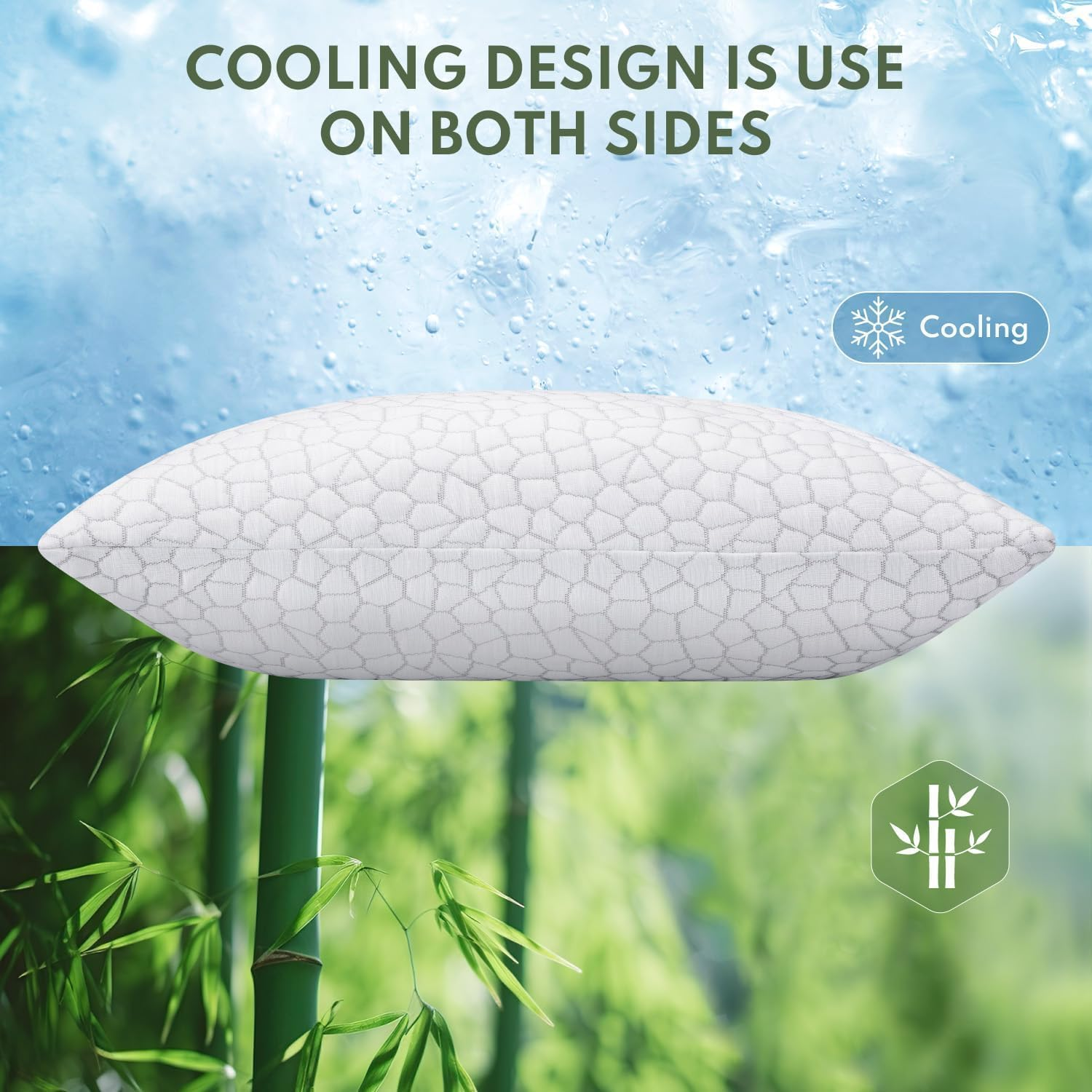 Yukaione Cooling Memory Sponge Debris Pillow, Adjustable Loft & Firm Support, Ergonomic Neck Pain Relief for Side, Queen Size 2Pcs | Cooling Pillow for Hot Sleepers Back/Side/Stomach Sleepers image number 2