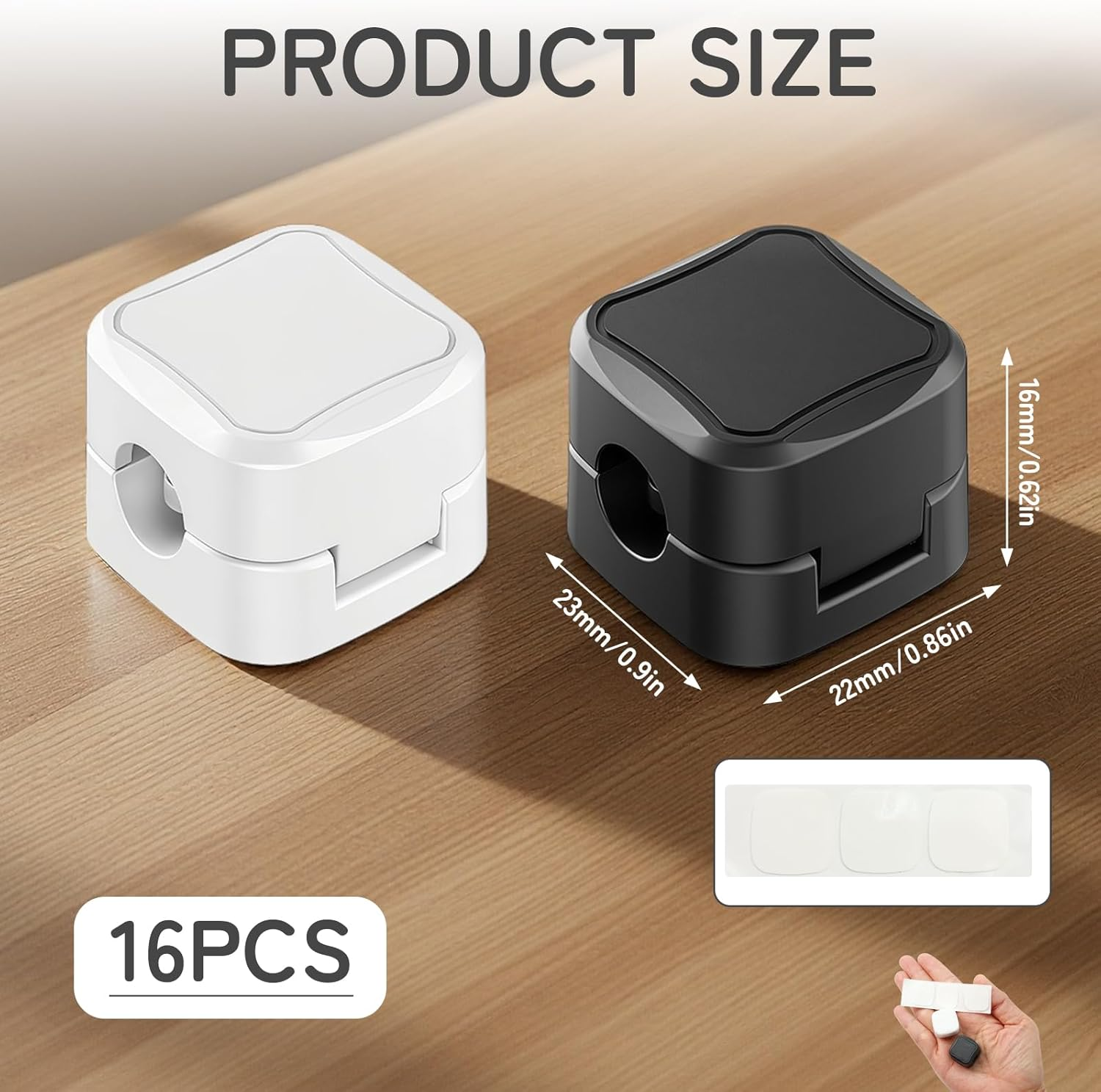 16 Pcs Magnetic Cable Clips Holder, Cord Holder Organizer, Adhesive Management Cable Organiser for Desk Accessories, Wire Keeper for Wire Phone USB Charger Cable Wall Car Nightstand Office Home