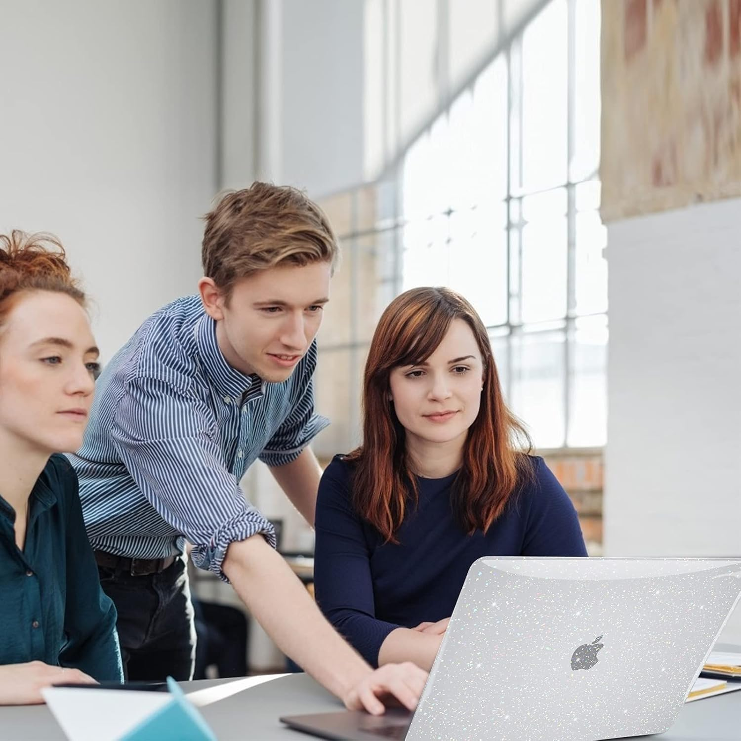 Eoocoo Case Compatible with Macbook Air 13 Inch 2026-2022 M4 M3 M2 A3240 A3113 A2681, Hard Shell Case + Keyboard Cover + Polishing Cloth + Screen Protector for Mac Air 13.6 Inch, Sparkly Clear image number 3