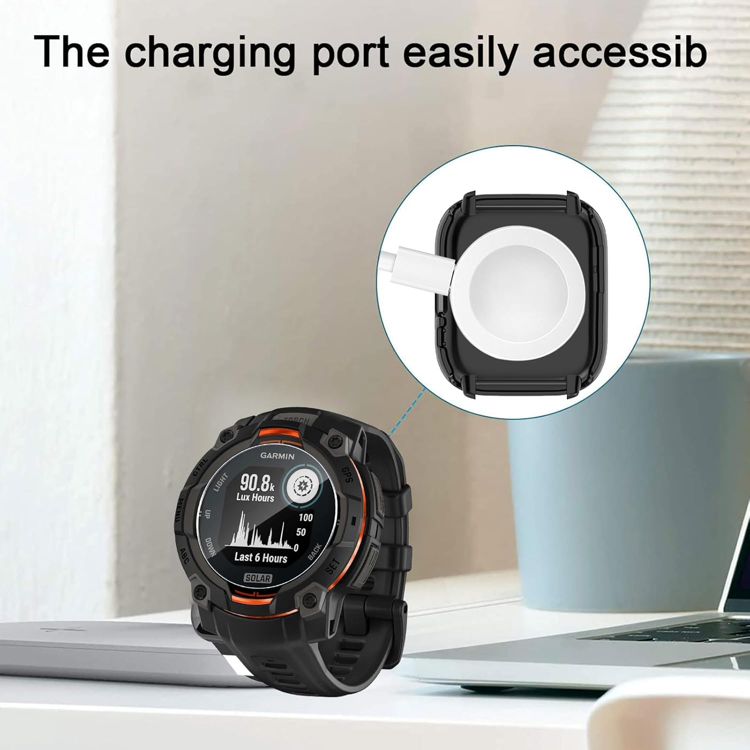 Funrae Silicone Case with Screen Protector Compatible with Instinct 3 45 Mm Amoled/Solar, 9H Hardness Screen Protector for Tempered Glass X 3 + Full Protection PC Scratch-Resistant Protective Case X 1 image number 6