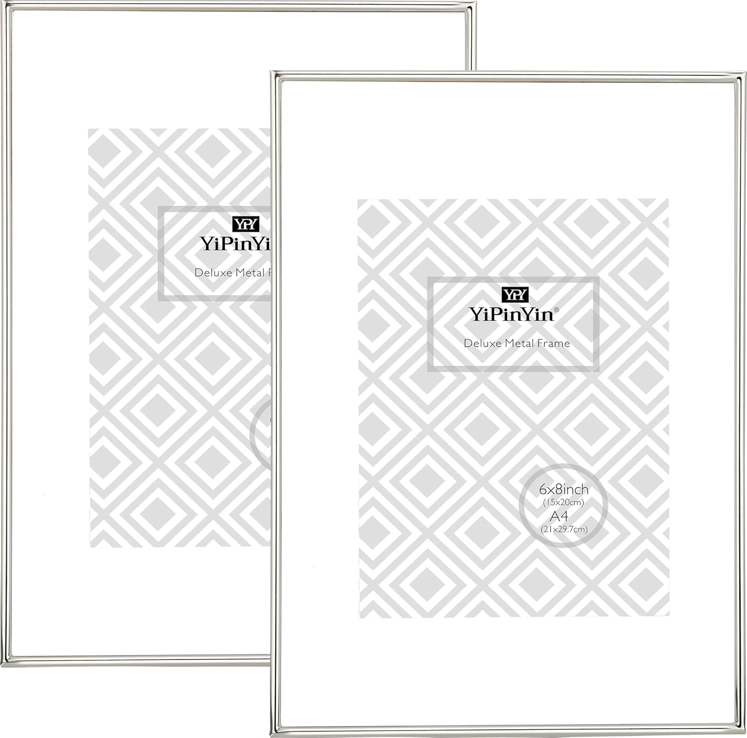 Yipinyin 4X6'' Simply Silver Metal Picture Frame 2Pack, Elegant Silver Plated Photo Frames 4 X 6'' with Soft Touch Velvet Backing for Desktop and Wall D&eacute;cor