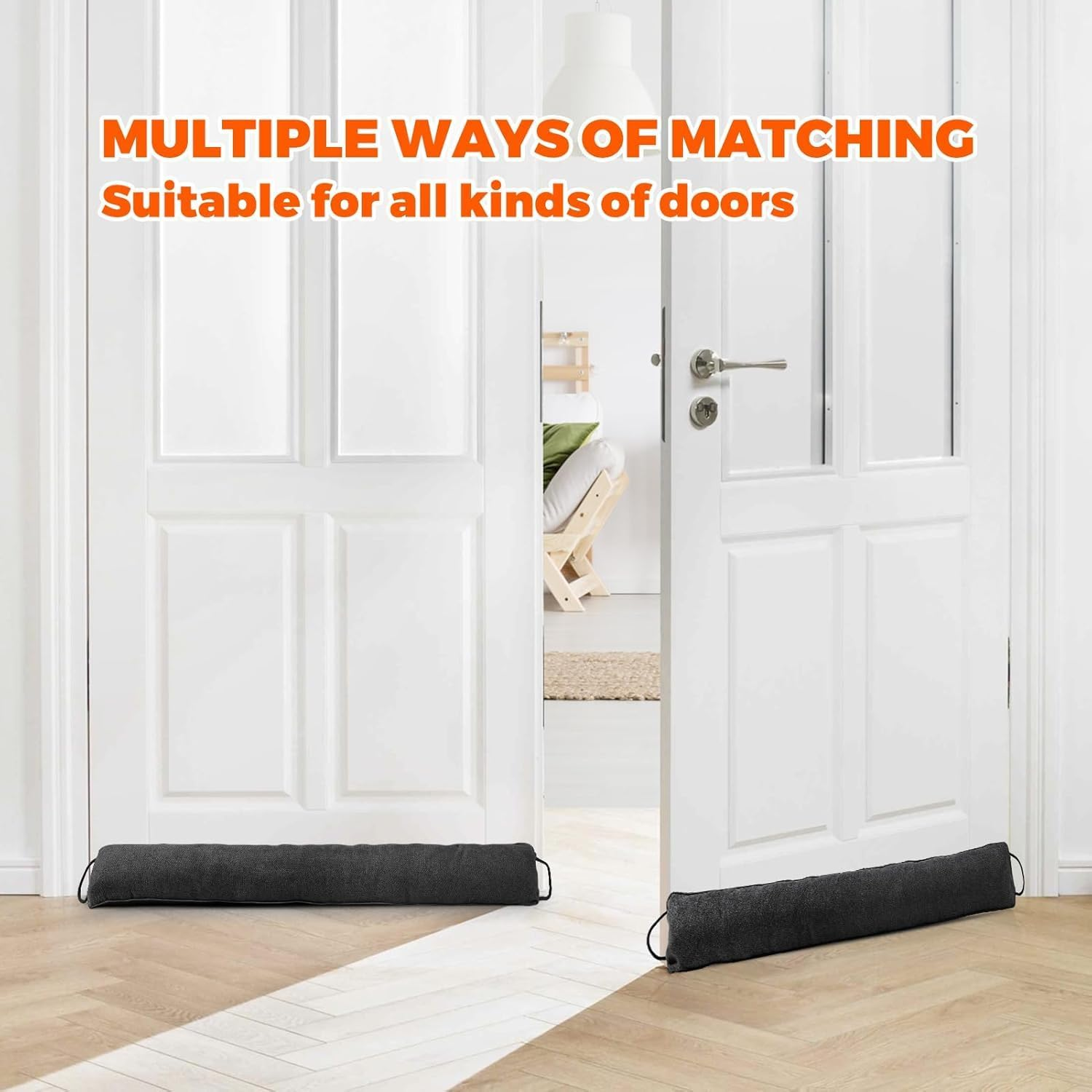 Door Draft Stopper, Wind and Dust Protector, Temperature Retainer, Insect Blocker, Space-Saving Design, Ideal for Home and Office Use (Grey) image number 2