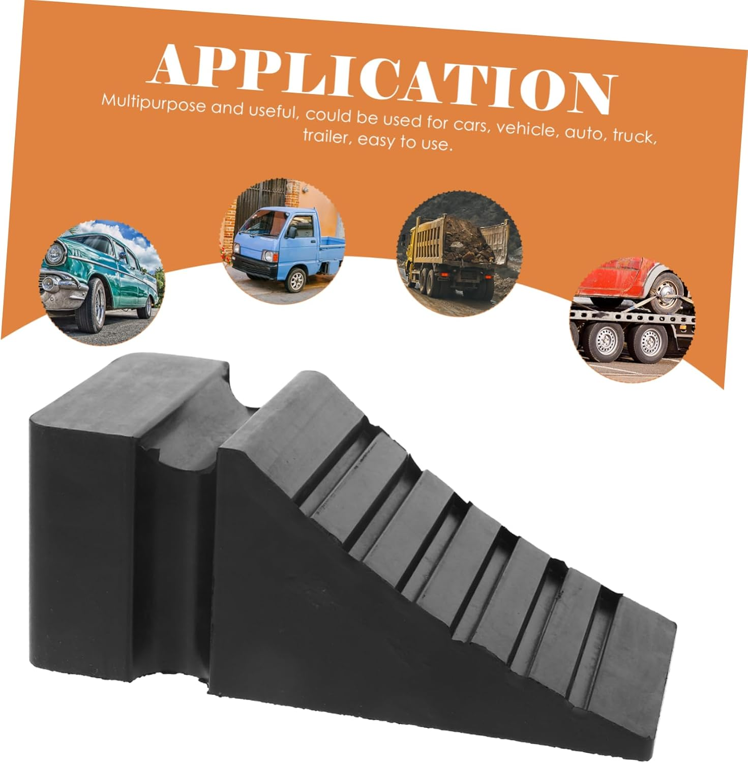 STOBAZA Portable Wheel Chock for Car and Truck Rubber Material Prevents Skid Trailer Ramps Car for Wheel Chocks Usage image number 5