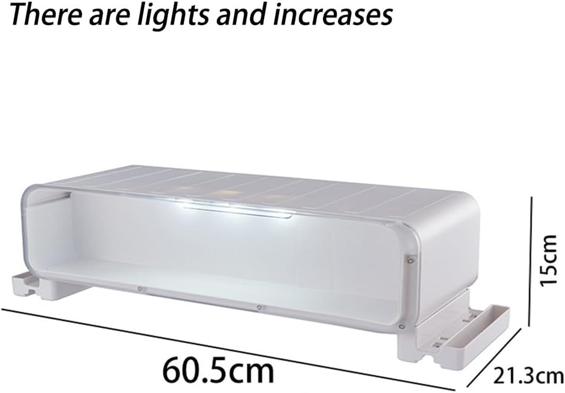Computer Keyboard Stand,Computer Monitor Stand with Drawer and Display Minifigures,Computer Desktop Stand with Lights,Compatible with Computers,Desktops,And Laptops,Monitor Stand Riser image number 2