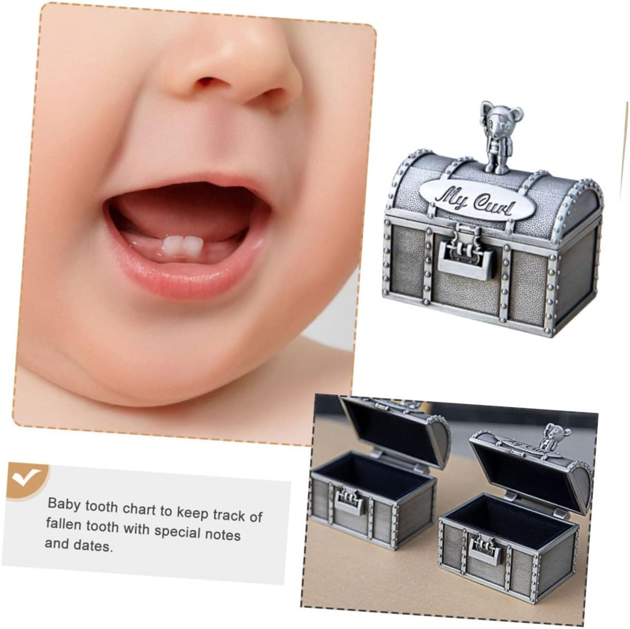 2Pcs Baby Teeth Keepsake Box and Curl Storage Containers for Boys and Girls Tooth Curl Boxes Secure Closure Suitable For image number 3