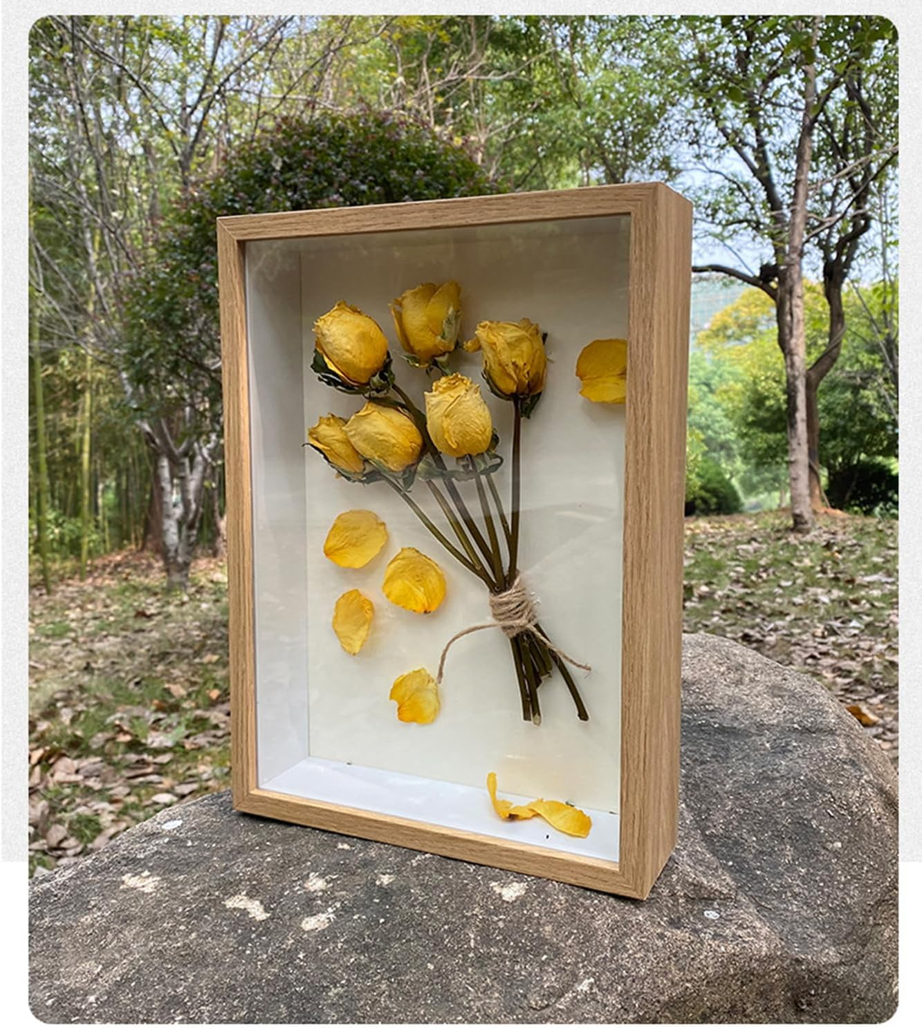 2Pcs Shadow Box Frame Display Case 8X10'', Dried Flower Photo Frame, 3D Picture Frame Display Case Deeper 3Cm with Transparent Acrylic Panel for Photos, DIY Crafts, Wedding Souvenir (Wood Color 8X10) image number 5