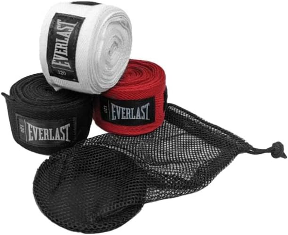 Everlast Core 120" Hand Wraps 3 Pack, Black/White/Red