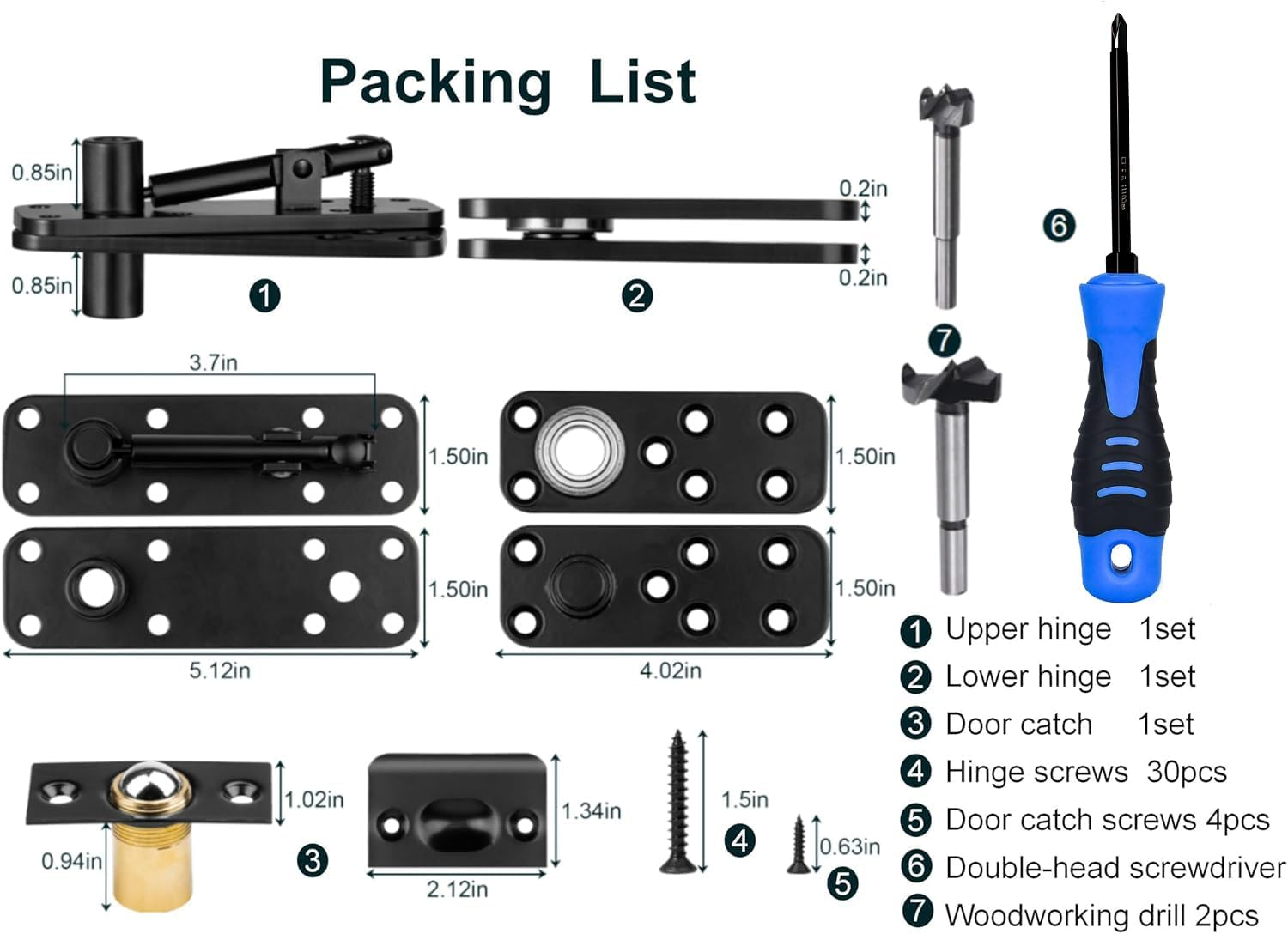Hidden Door Hinge,570Lbs Load-Bearing Thickened Solid Stainless Steel - Heavy Duty 360&deg; Swinging Pivot Hinge for Secret Doors, Bookcase, Murphy & Shelf Doors - Includes Hardware Kit image number 1