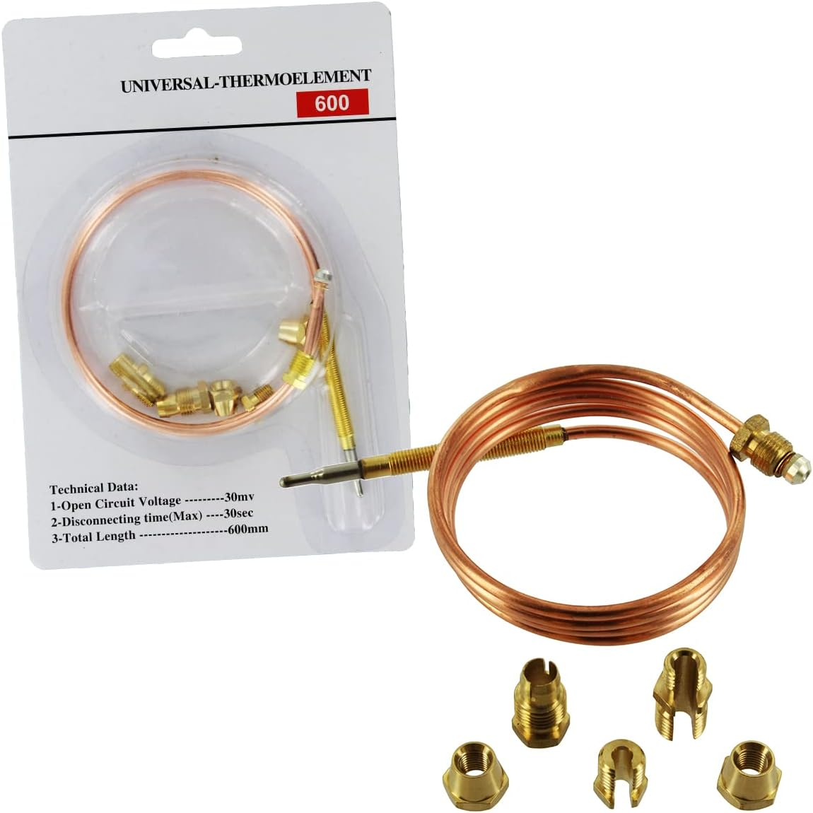 Europart Universal Gas Thermocouple Kit, 600 Mm, Copper, 14-UN-32
